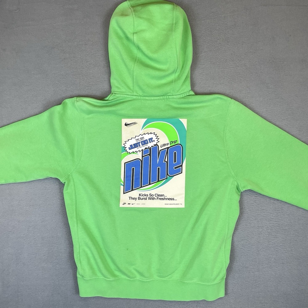 Nike Sportswear Kick It Clean Ultra Drip Hoodie Size L Green Graphic Pullover